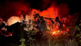 Пожежа після влучання в Чугуєві