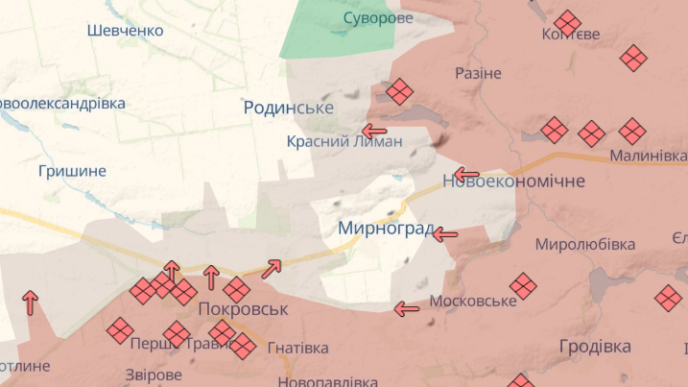 Мирноград з дорогами в сірій зоні