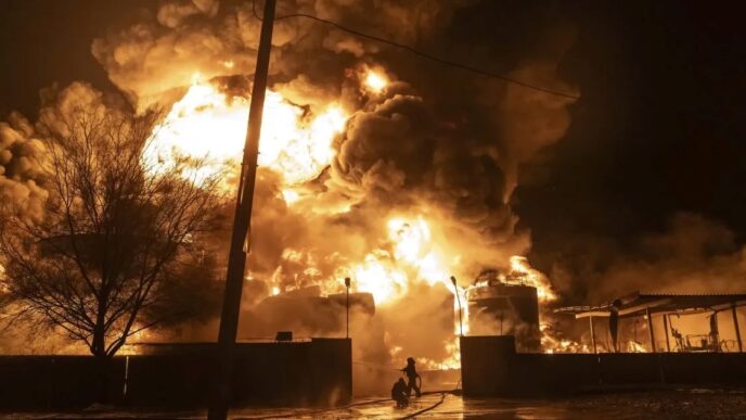 Палаючий Сизранський НПЗ