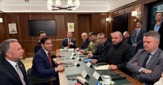 Стів Віткофф, Марко Рубіо, Джаред Кушнер, Рустем Умєров під час зустрічі в Галлендейл-Біч, Флорида