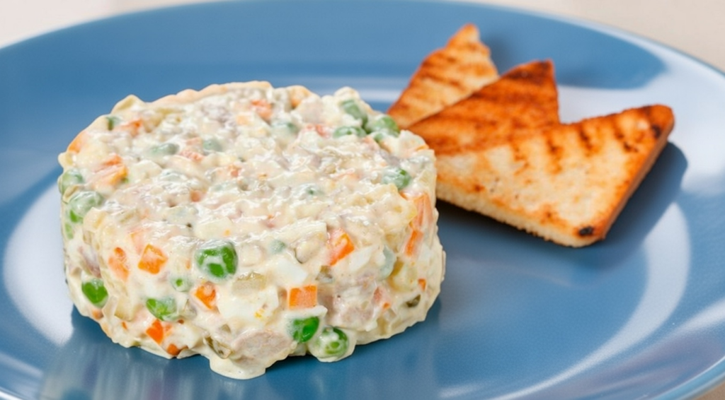 рецепт салату олів'є Дієтичний Олів'є з куркою та легкою заправкою