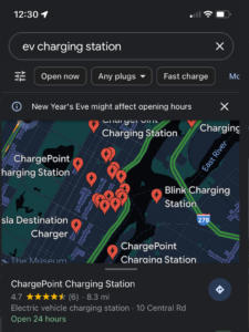 Google Maps EV charging search