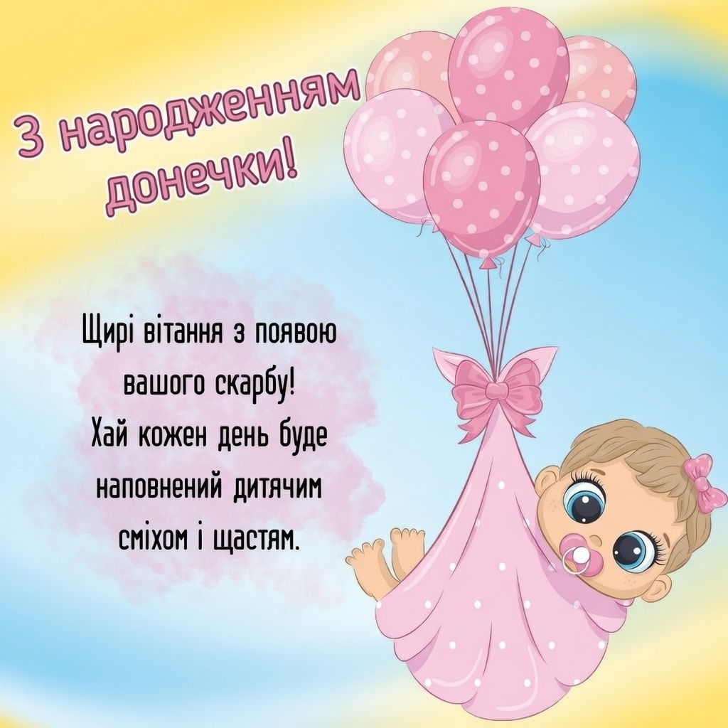 вітання з днем народження донечки жовто-блакитні