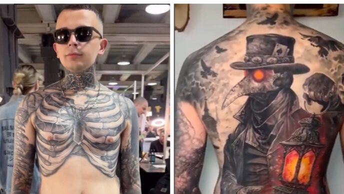 Українець встановив світовий рекорд за кількістю татуювань кісток 23