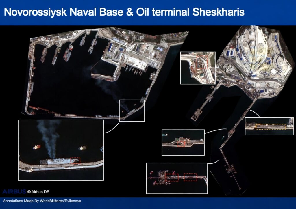 Супутникові знімки показали удар по фрегату «Адмірал Макаров» в Новоросійську