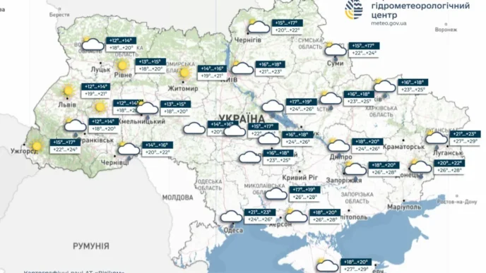 Прогноз погоди на 22 липня 2026 р.: гради, шквали, сильний дощ в Україні 23