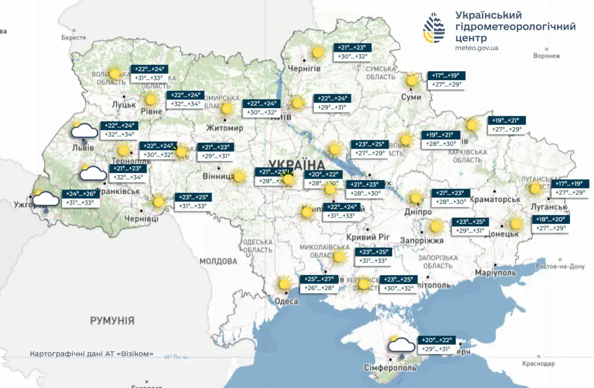 Прогноз погоди на 1 липня 2026 р.: температура до +38 °C, грози лише в одному регіоні 121