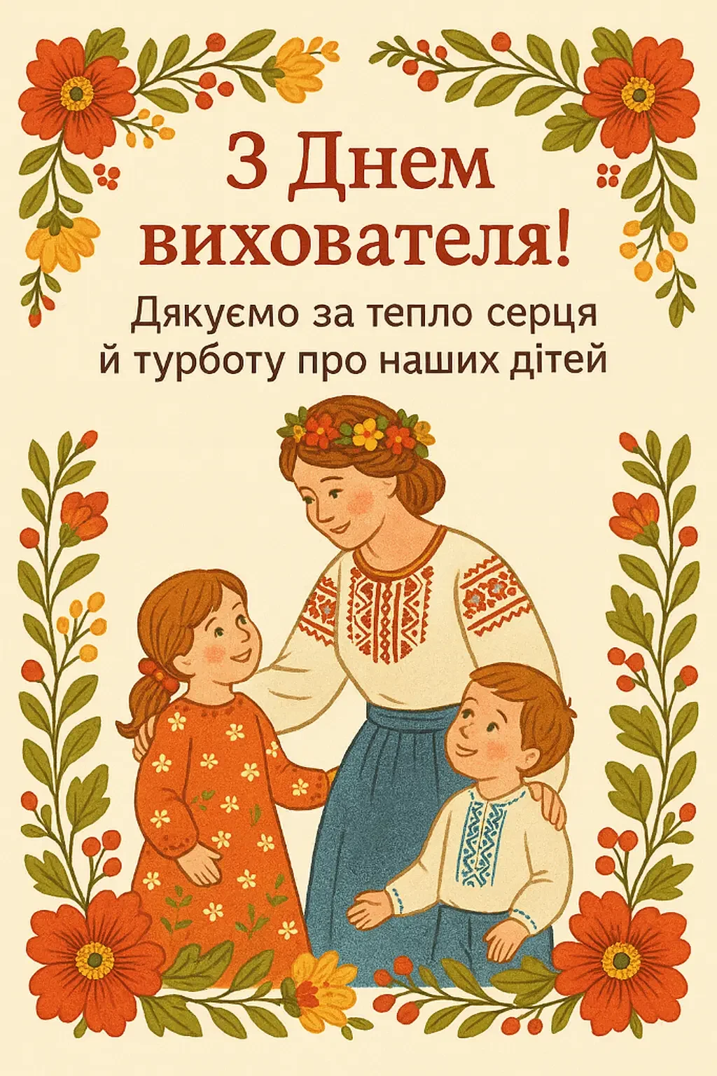 Привітання з Днем вихователя 2026: листівки, побажання та красиві картинки 15